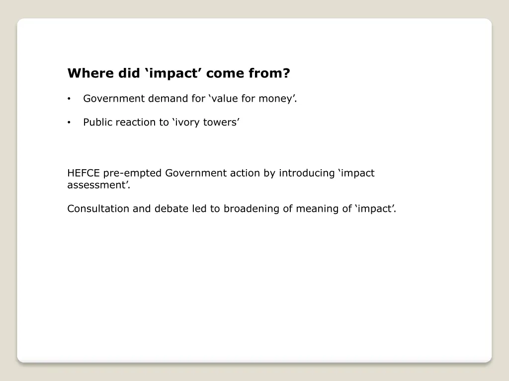where did impact come from