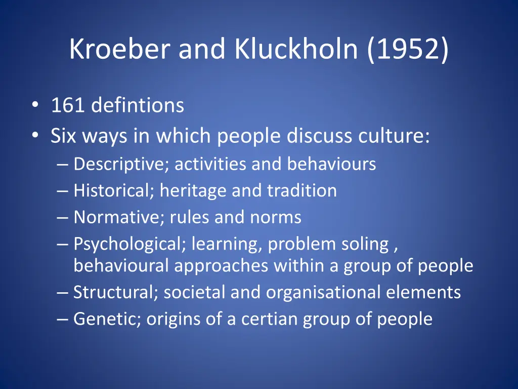 kroeber and kluckholn 1952