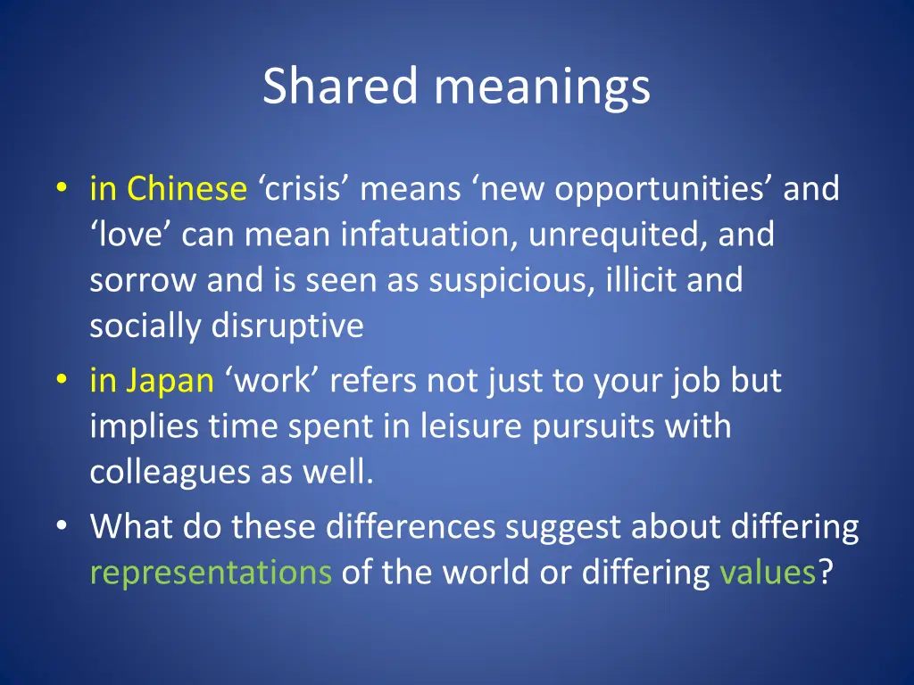 shared meanings