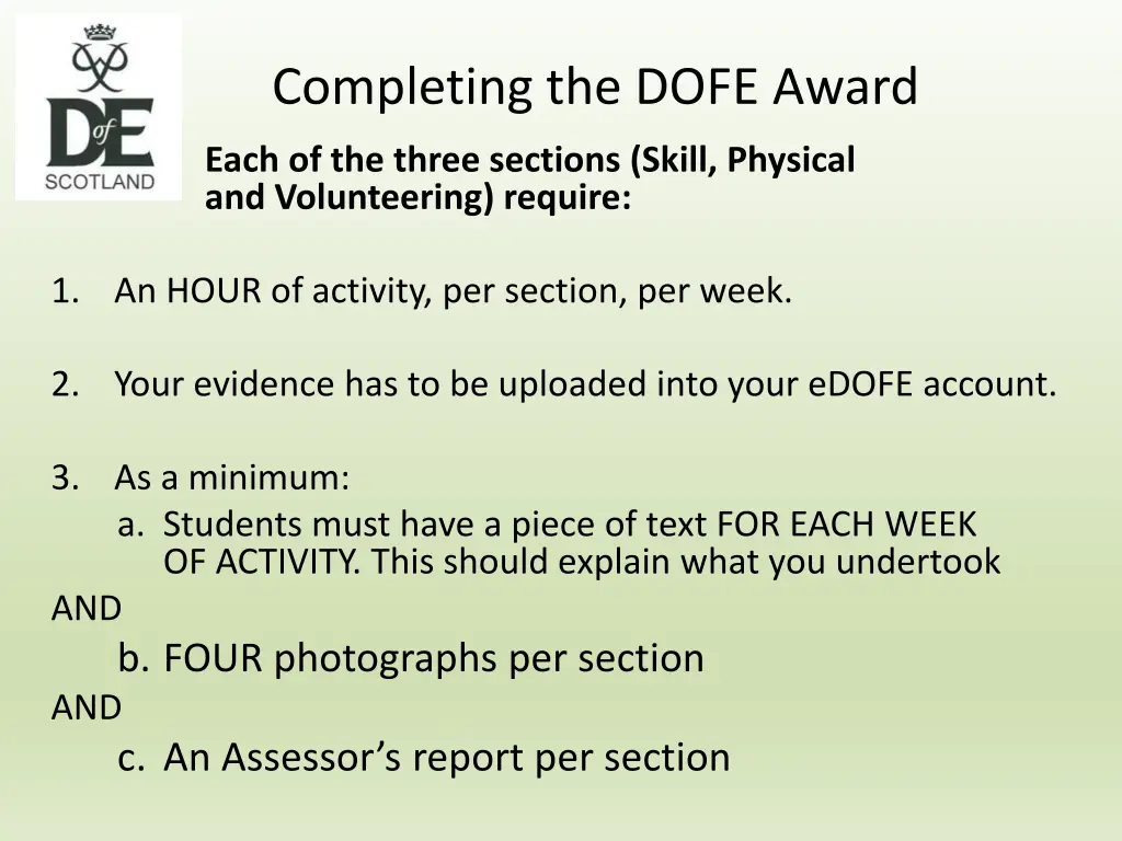 completing the dofe award 2