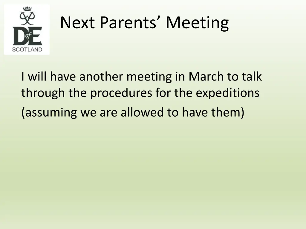next parents meeting 1