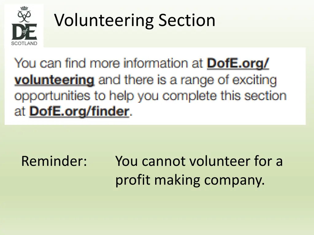volunteering section