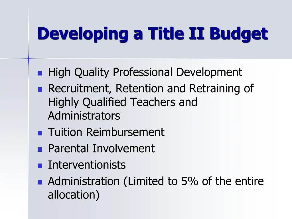 developing a title ii budget