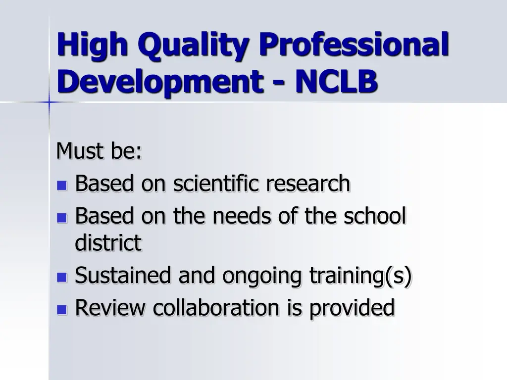 high quality professional development nclb