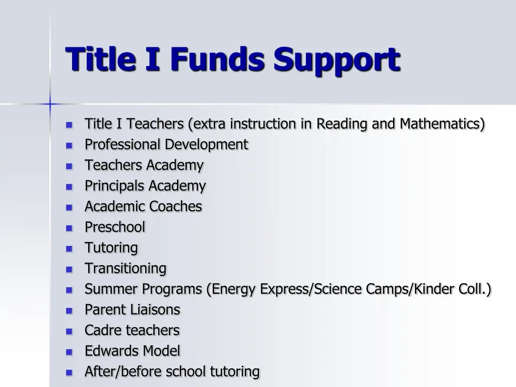 title i funds support