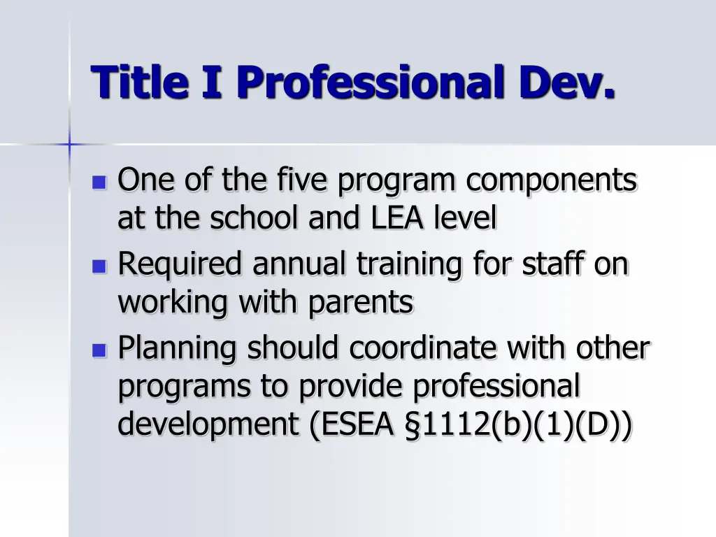 title i professional dev