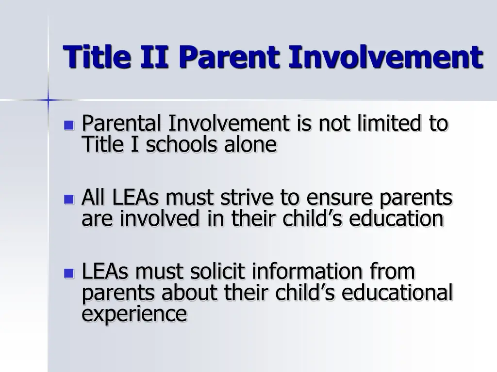 title ii parent involvement