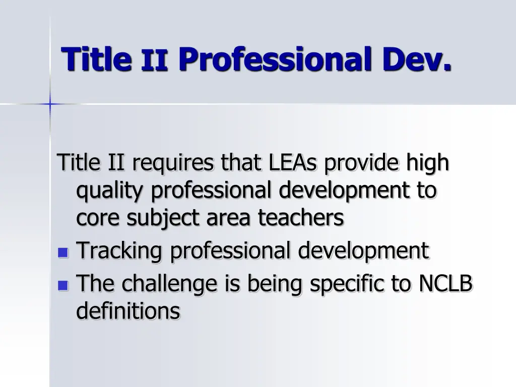 title ii professional dev
