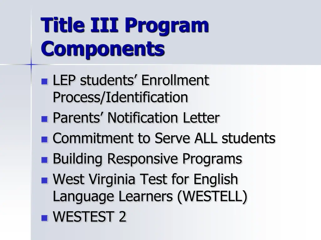 title iii program components