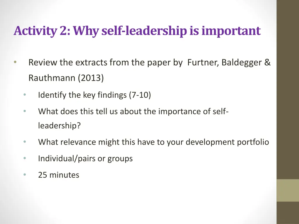 activity 2 why self leadership is important