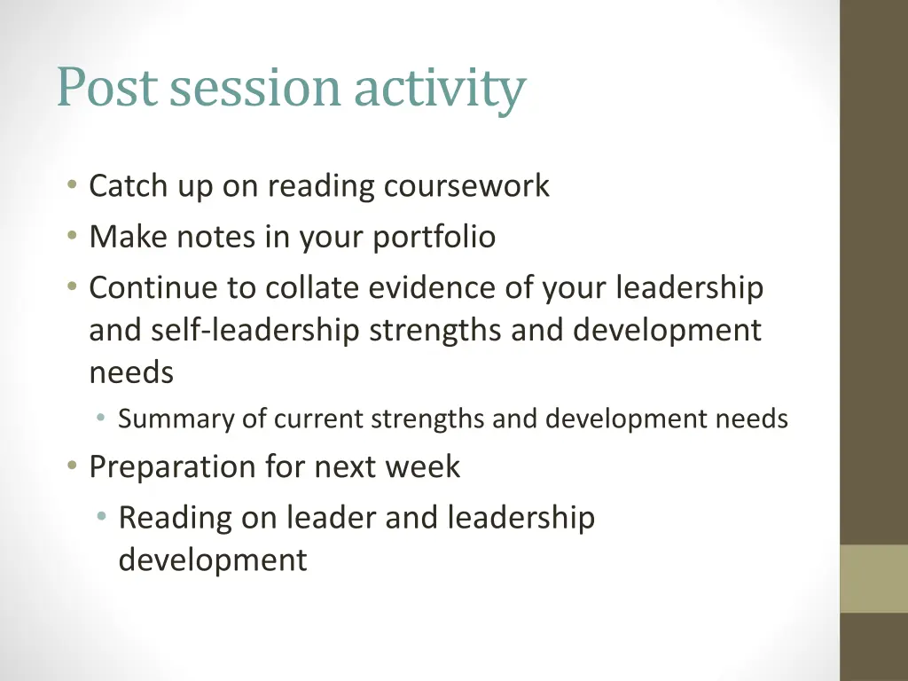 post session activity