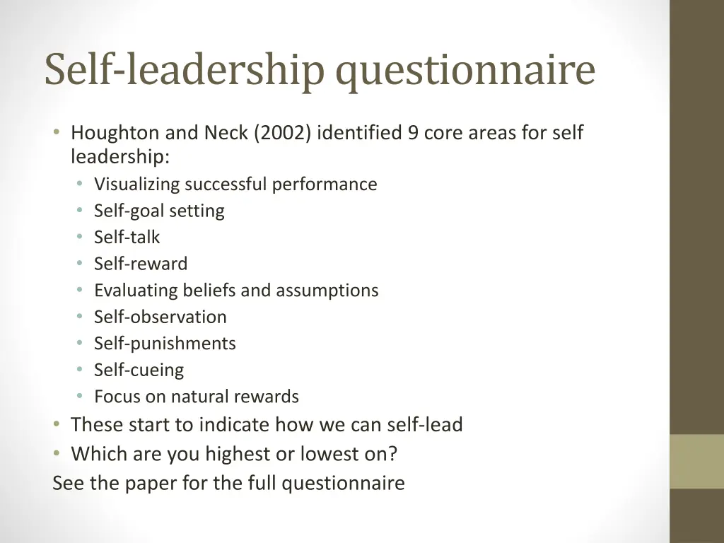 self leadership questionnaire