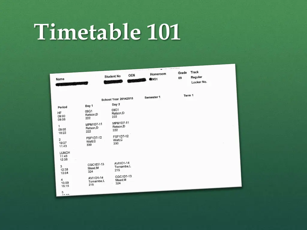 timetable 101