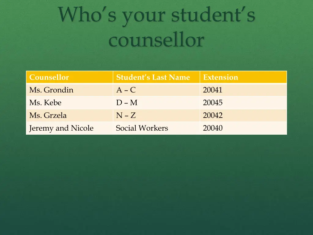who s your student s counsellor