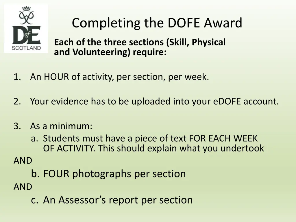 completing the dofe award 2