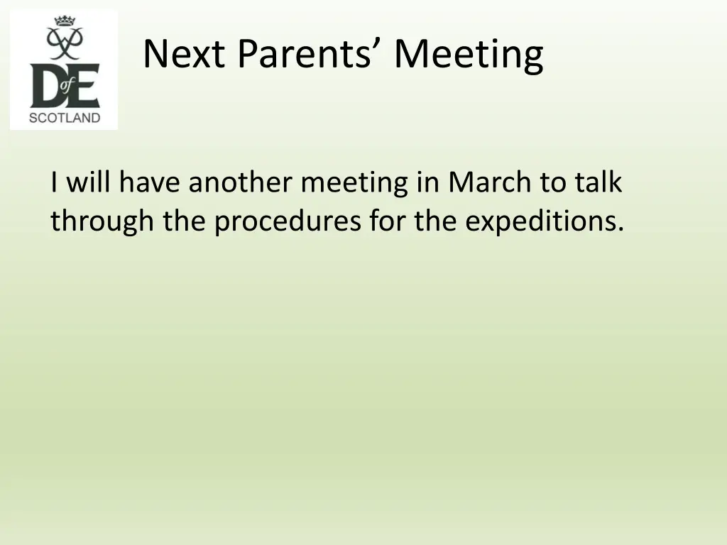 next parents meeting 1