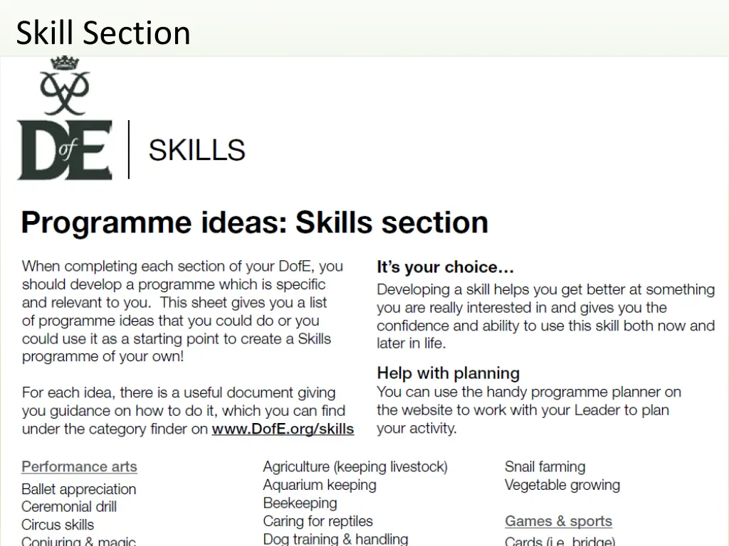 skill section 1