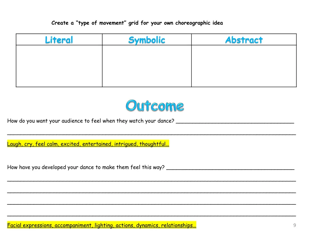 create a type of movement grid for your