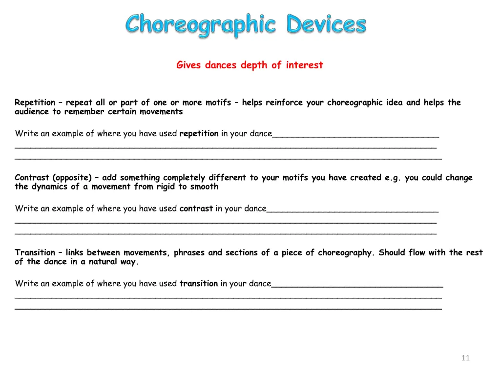 gives dances depth of interest