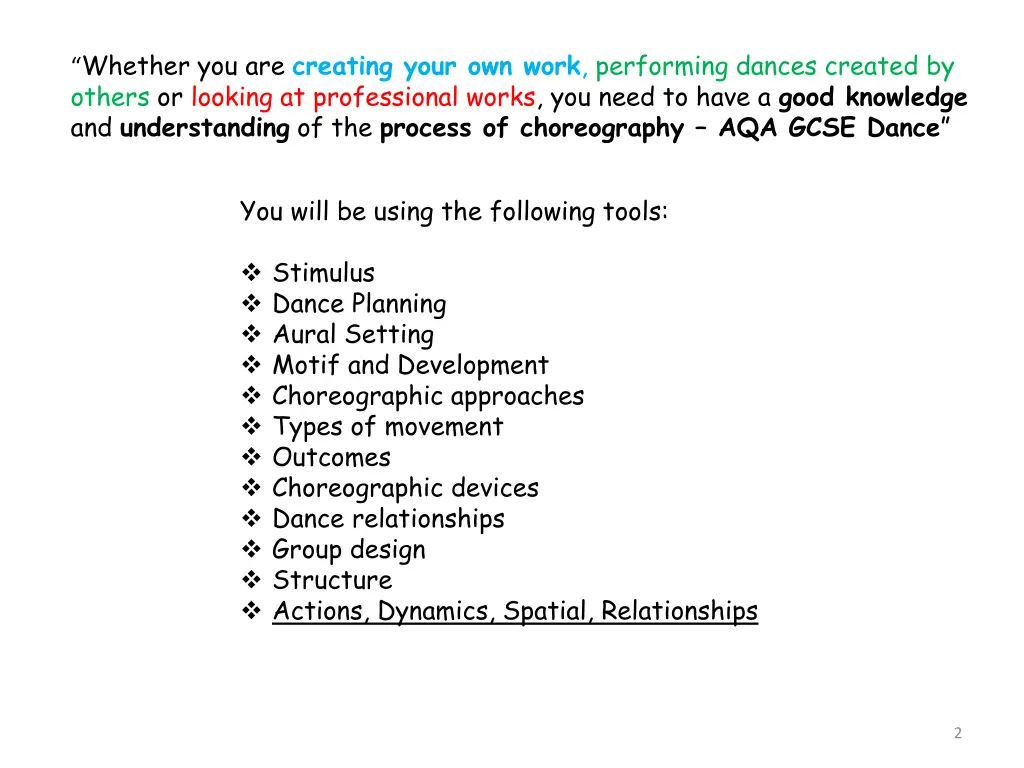 whether you are creating your own work performing