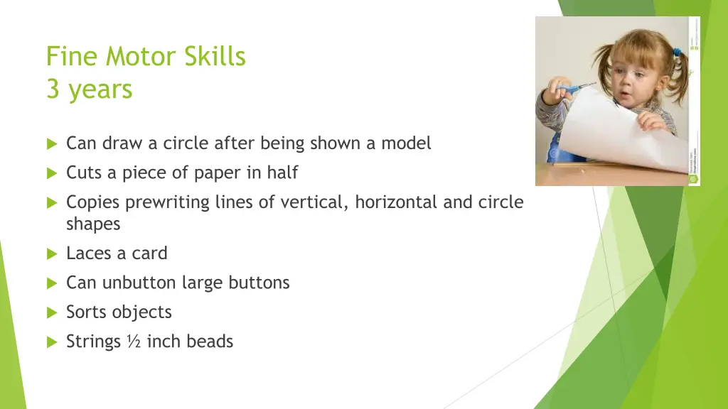 fine motor skills 3 years