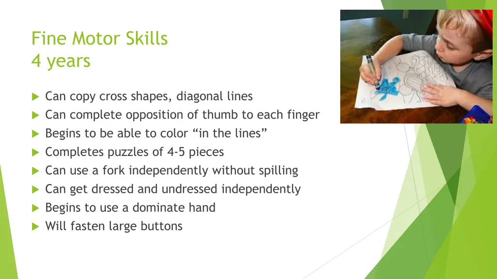 fine motor skills 4 years