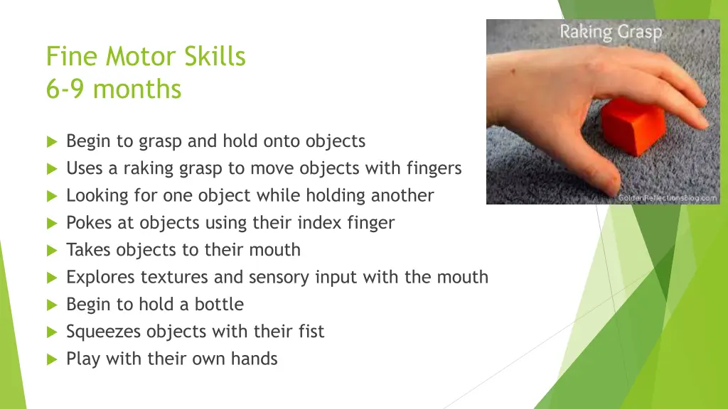 fine motor skills 6 9 months