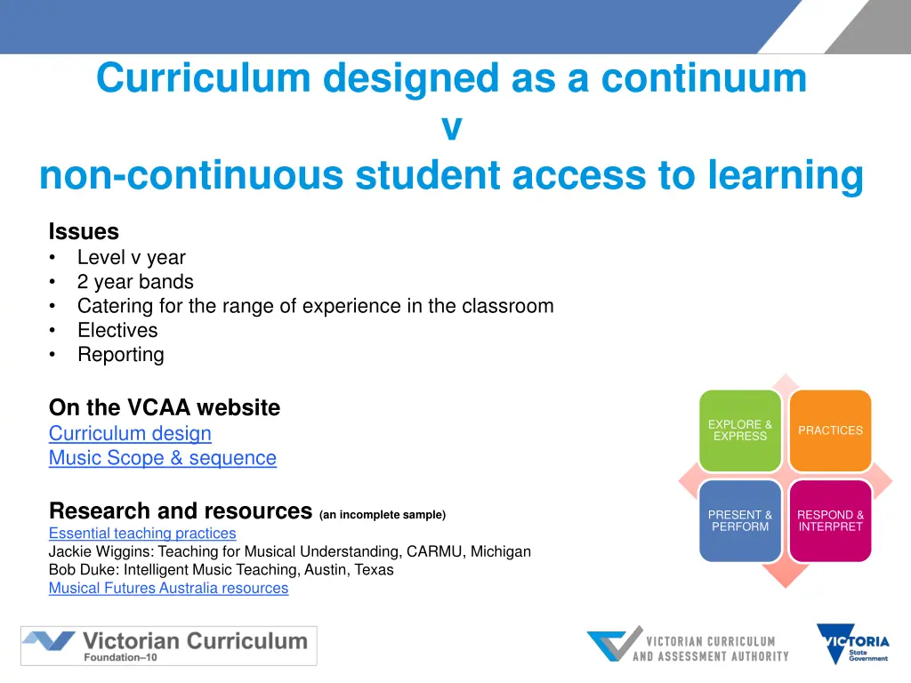 curriculum designed as a continuum