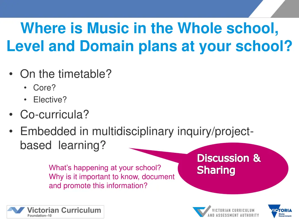 where is music in the whole school level