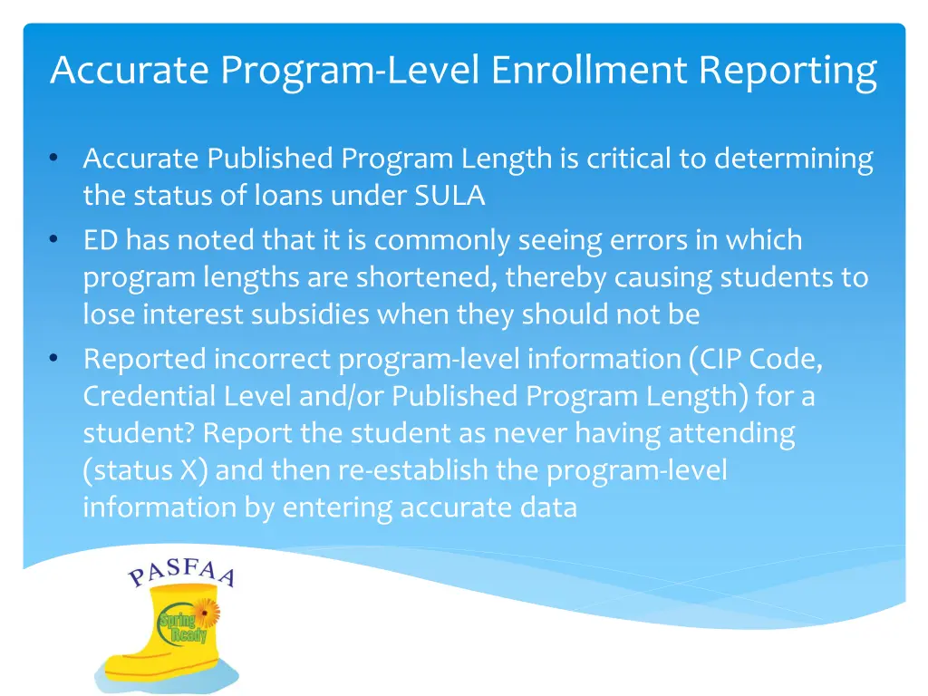 accurate program level enrollment reporting