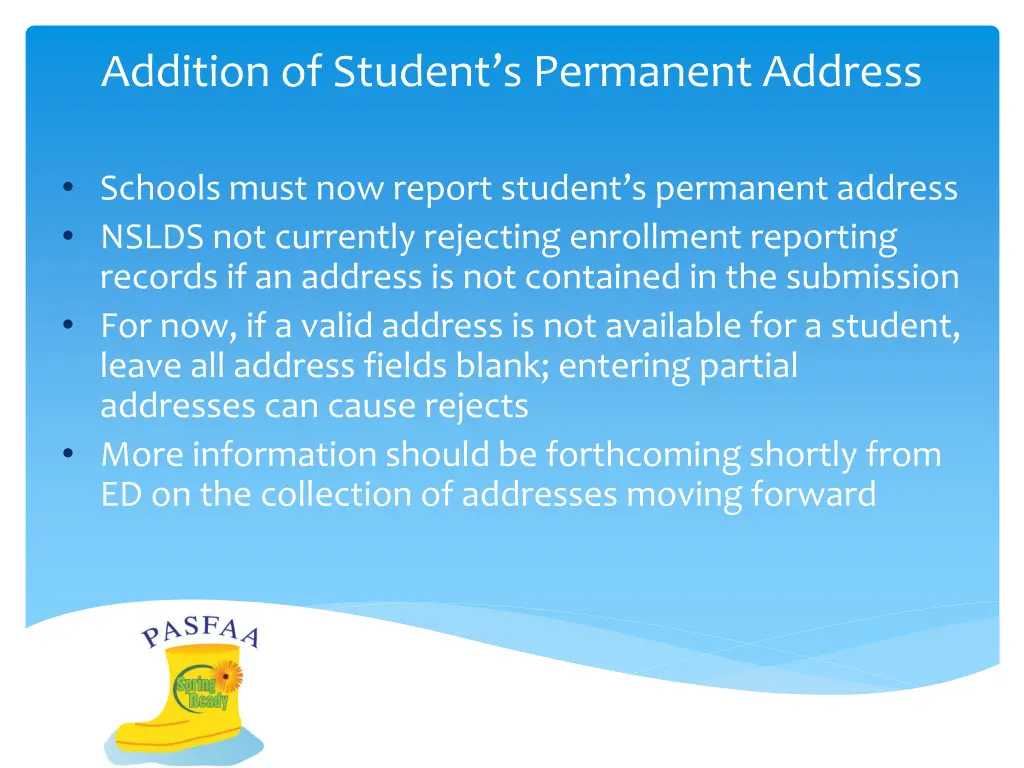 addition of student s permanent address