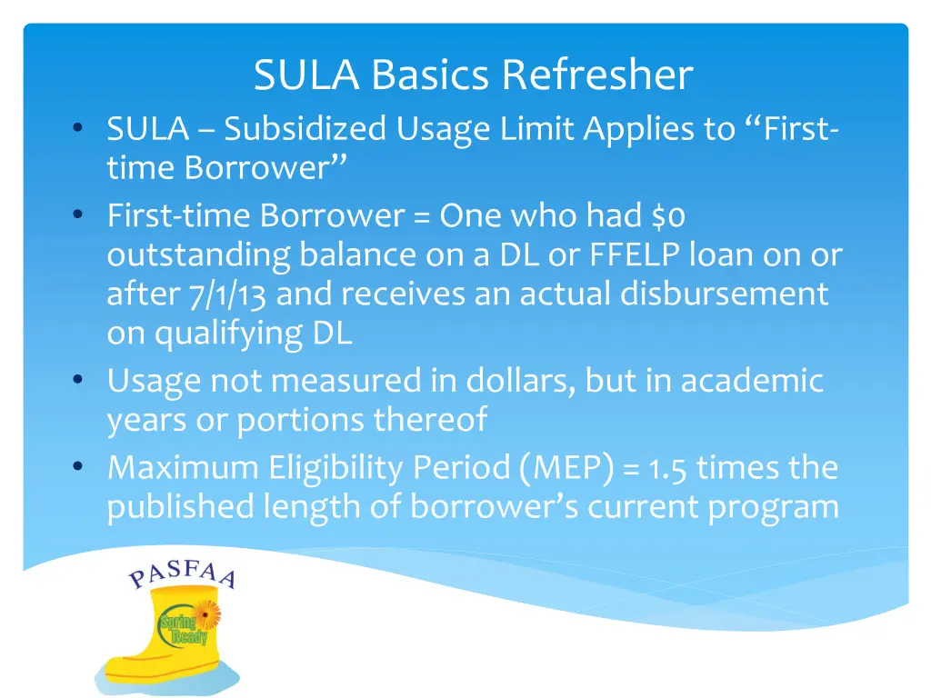 sula basics refresher sula subsidized usage limit