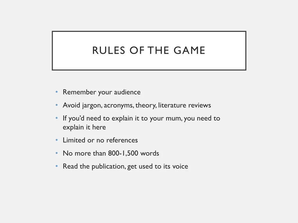 rules of the game