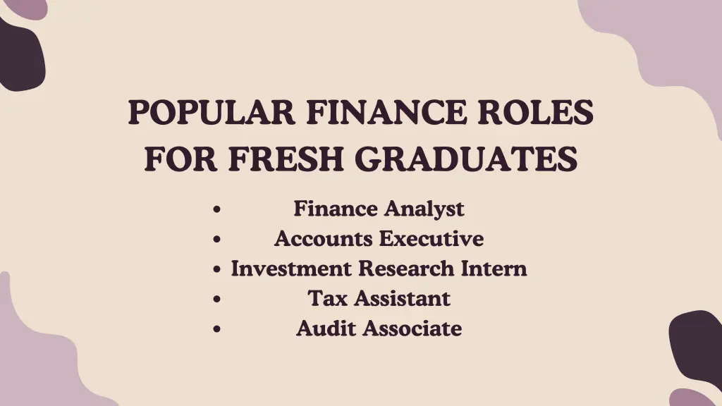 popular finance roles for fresh graduates