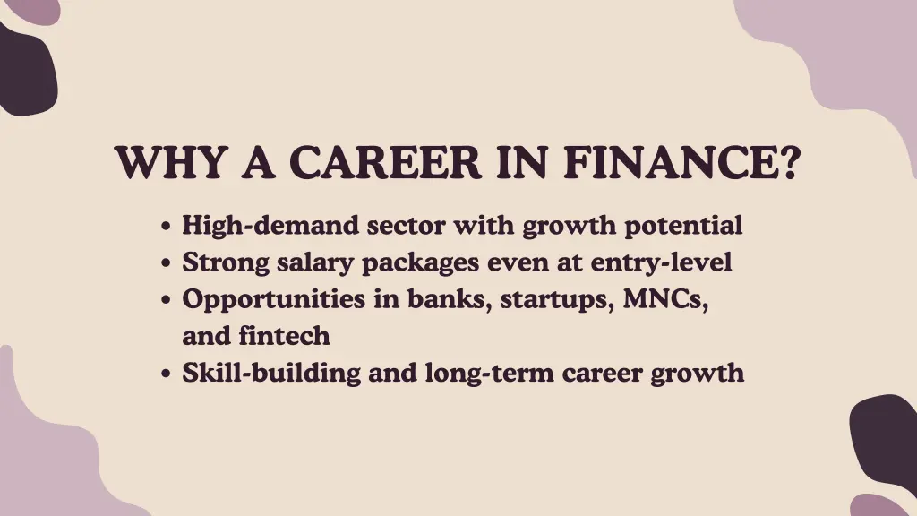 why a career in finance