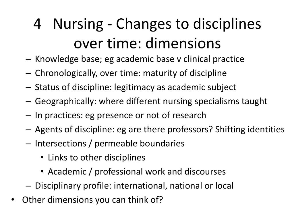 4 nursing changes to disciplines over time