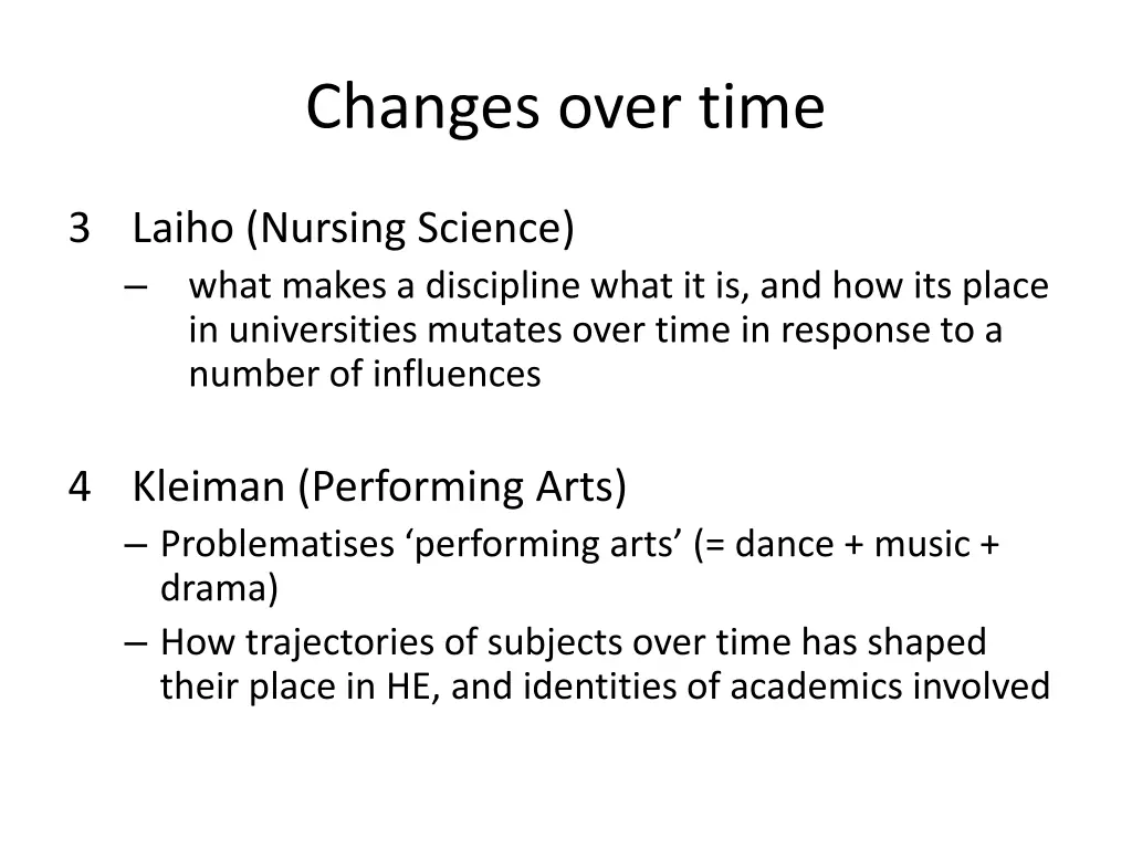changes over time