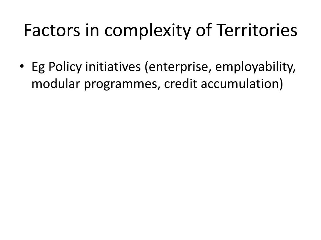 factors in complexity of territories
