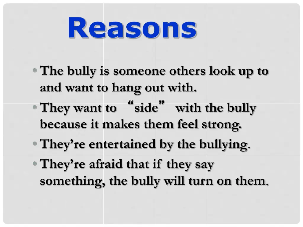 reasons