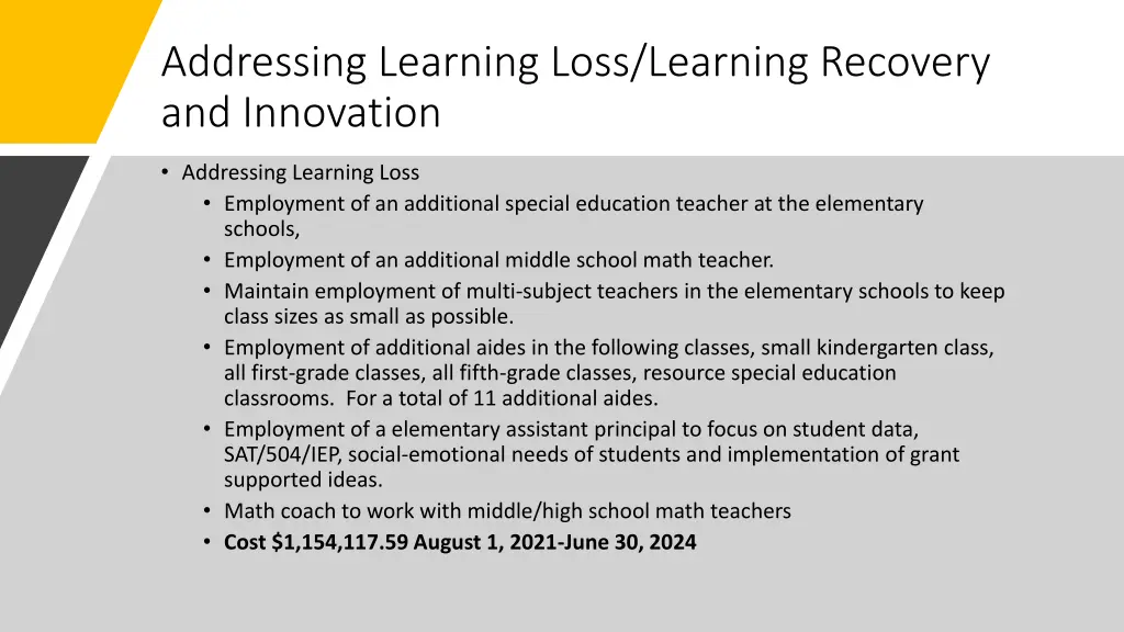 addressing learning loss learning recovery 1