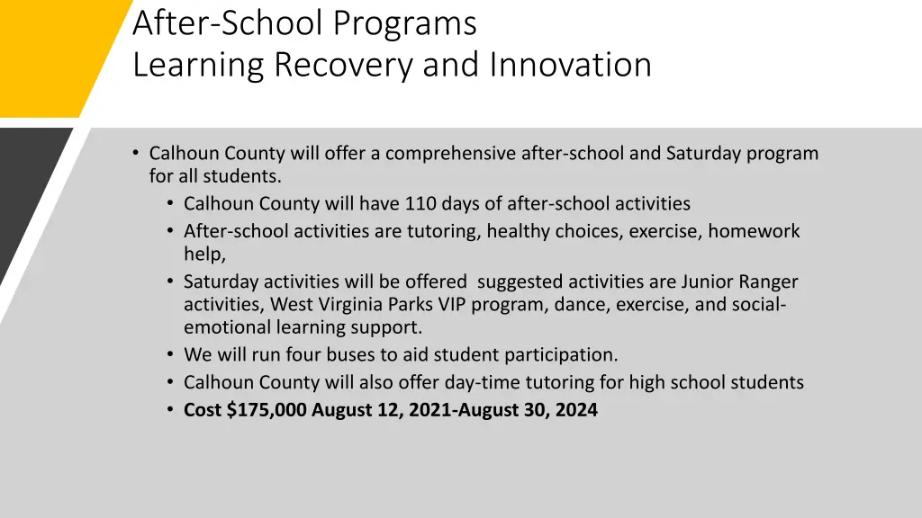 after school programs learning recovery