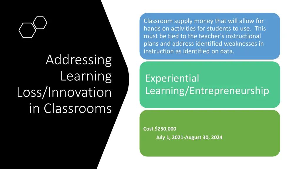 classroom supply money that will allow for hands