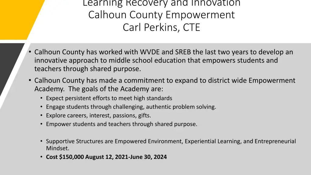 learning recovery and innovation calhoun county