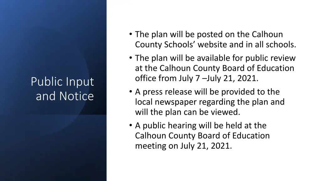 the plan will be posted on the calhoun county