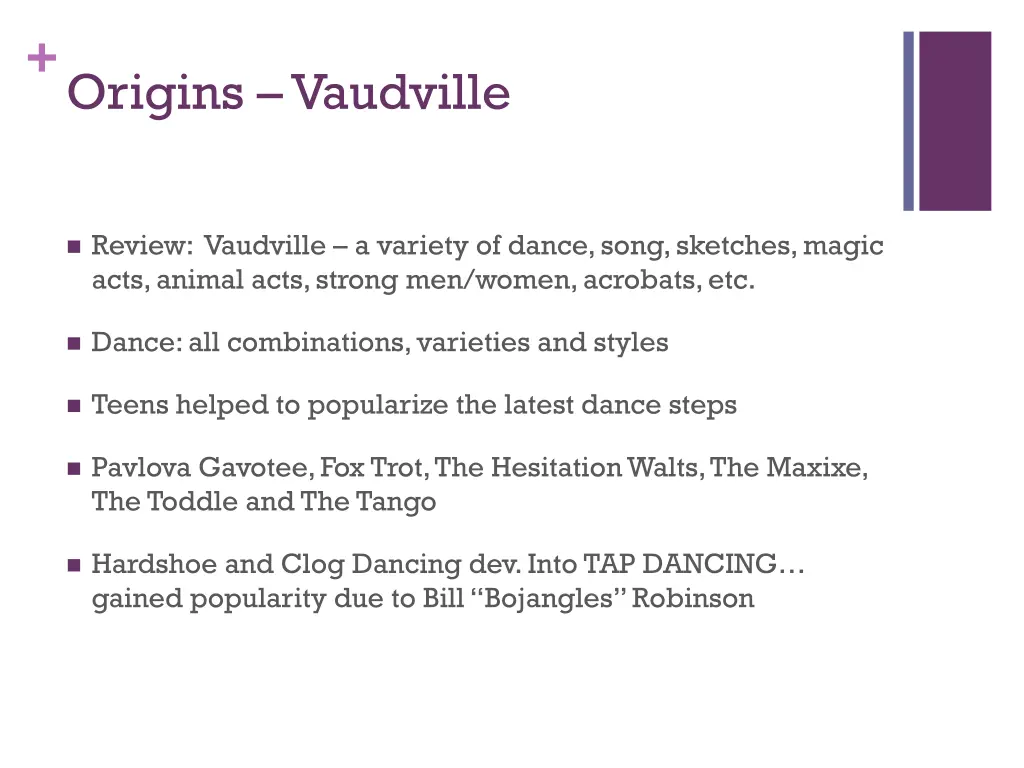 origins vaudville
