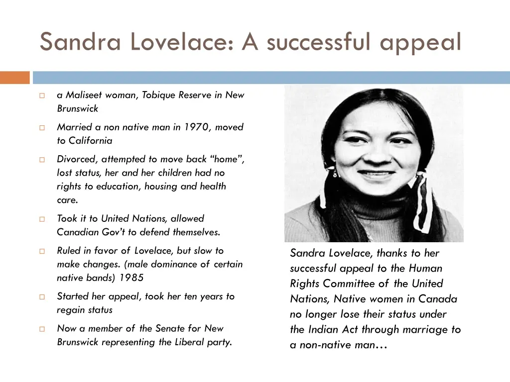 sandra lovelace a successful appeal