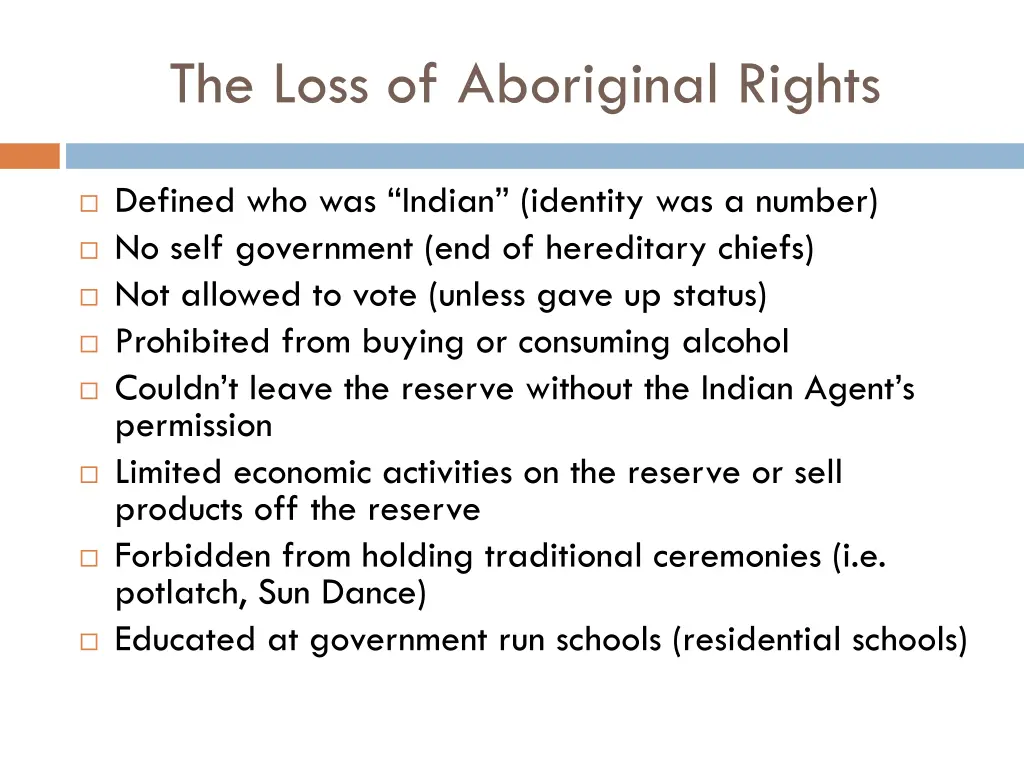 the loss of aboriginal rights