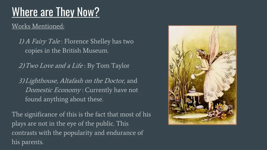 where are they now works mentioned