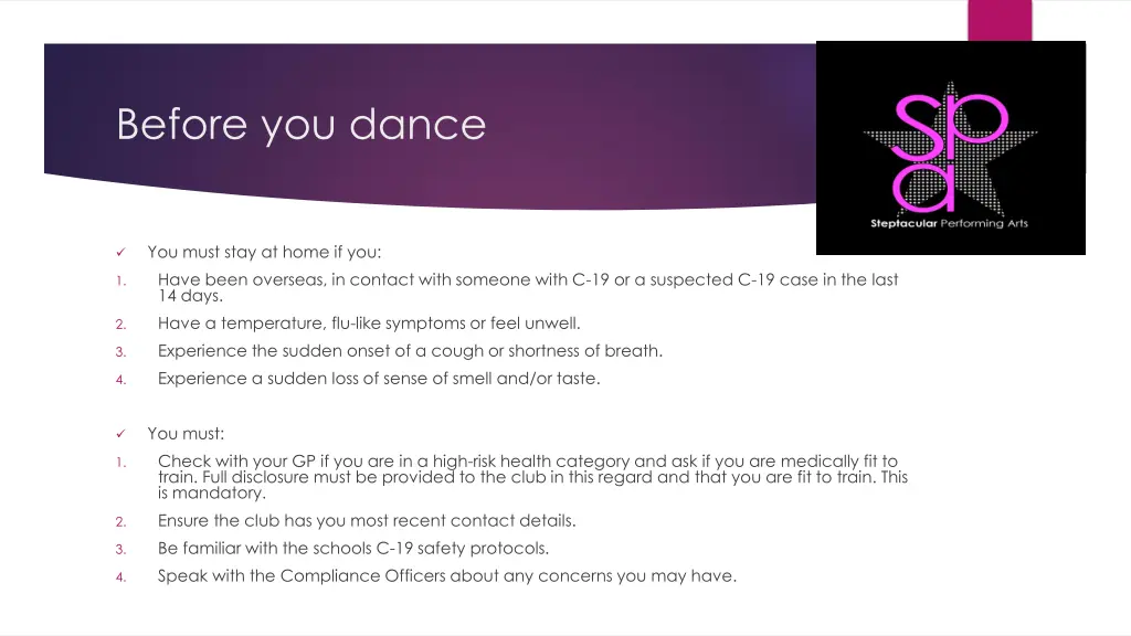 before you dance