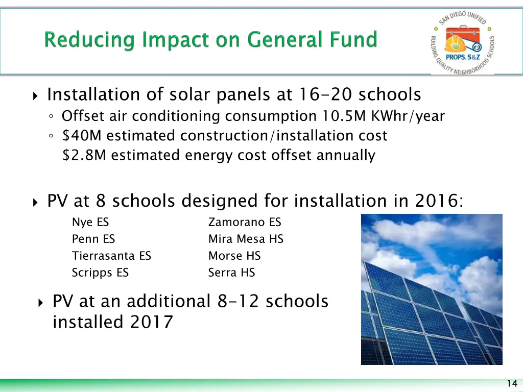 installation of solar panels at 16 20 schools